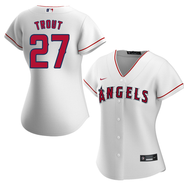 Nike Women #27 Mike Trout Los Angeles Angels Baseball Jerseys Sale-White